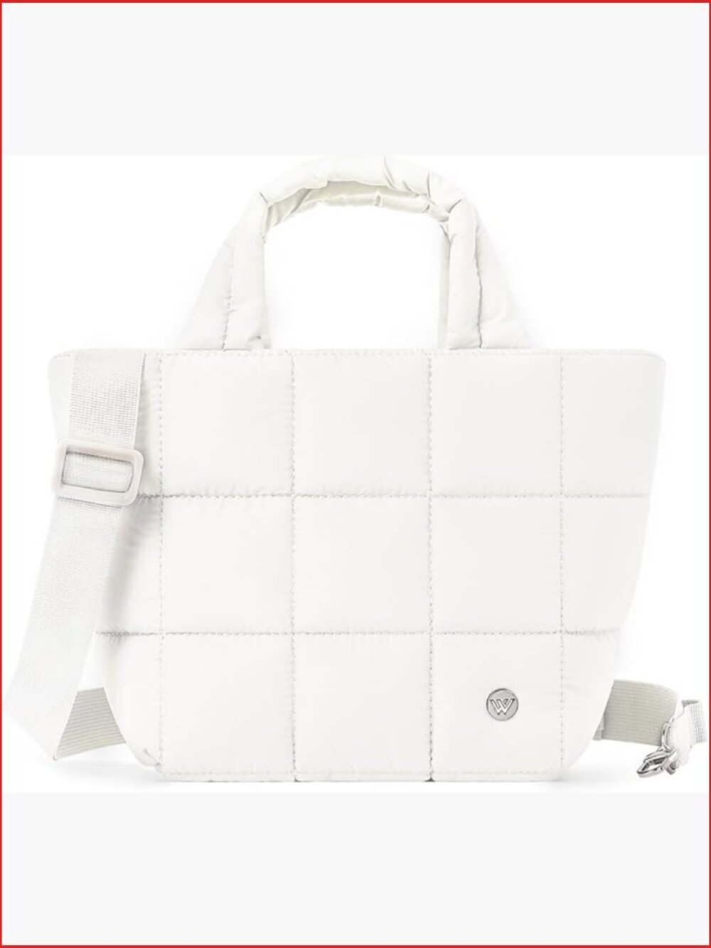 Quilted Crossbody Mini Puffer Bag with Adjustable Strap Nylon
